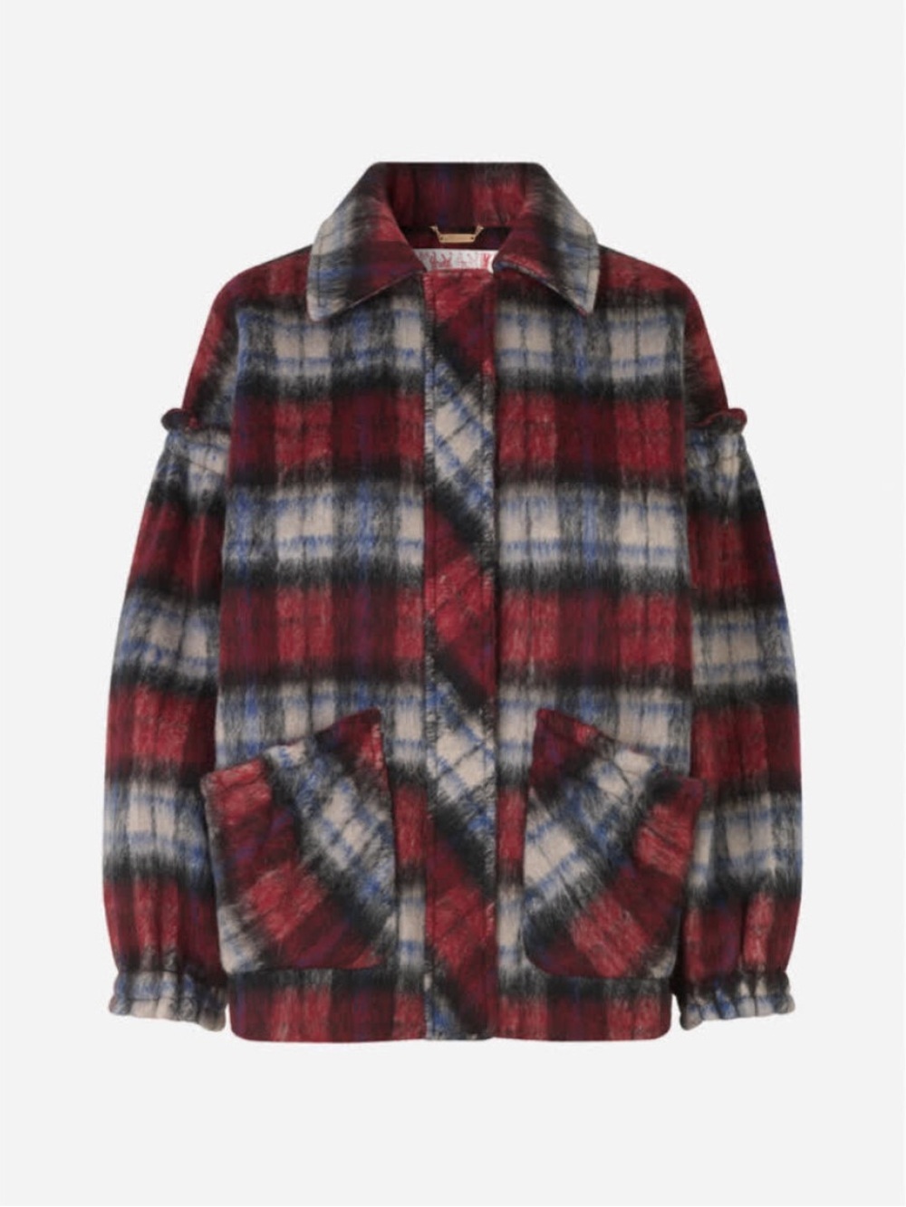 MUNTHE Neotron Plaid Wool Blend Jacket NWT Red Blue EU 44 US 14 Oversized